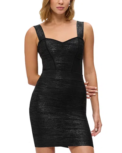 Herve Leger The Metallic Jade Mini Dress In Black Foil