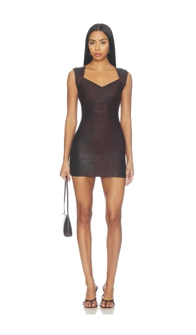 Herve Leger The Metallic Jamie Dress In Brown