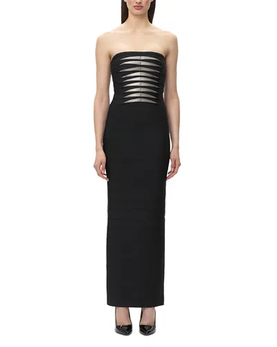 Herve Leger The Metallic Keyla Strapless Gown In Black