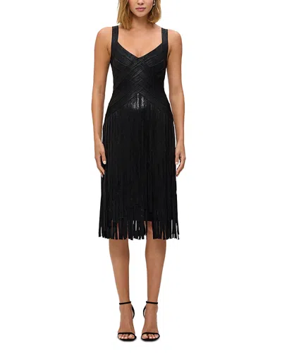 Herve Leger The Metallic Mischa Dress In Black Foil