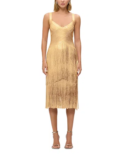 Herve Leger The Metallic Mischa Dress In Gold Foil