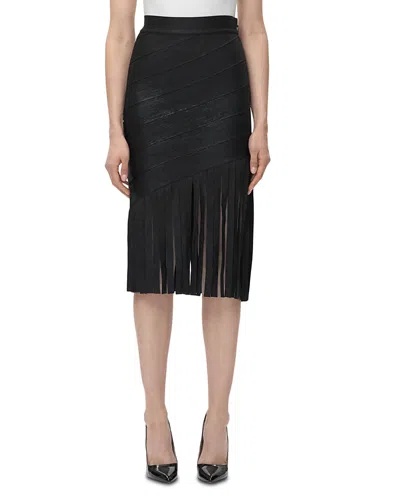 Herve Leger The Metallic Nicole Fringe Skirt In Black