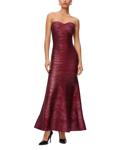 Herve Leger The Metallic Sara Strapless Gown In Multi