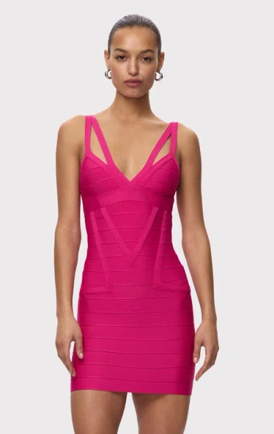Herve Leger The Midnight Strappy Bandage Mini Dress In Pink