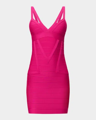 Herve Leger The Midnight Strappy Bandage Mini Dress In Pink