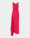 Herve Leger The Mila Draped Side-slit Gown In Red