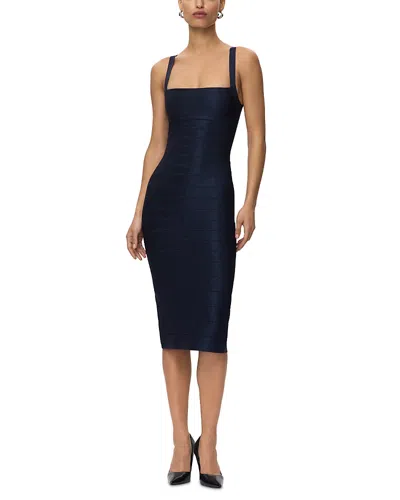 Herve Leger The Neri Square Neck Dress In Blue