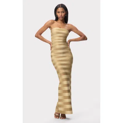 Herve Leger The Nia Strapless Bandage Gown In Brown
