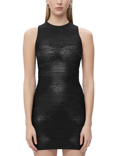 Herve Leger The Quinn Bandage Dress In Black Foil