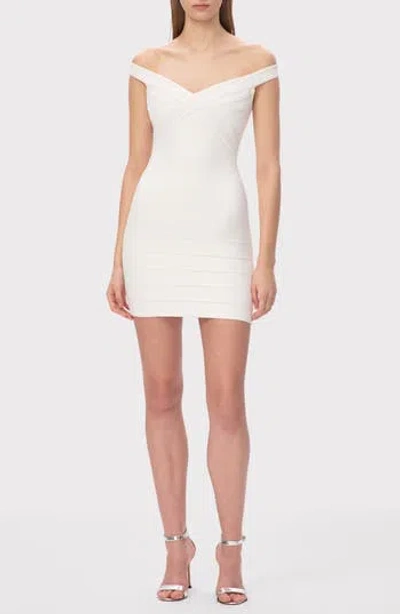 Herve Leger Rachel Off-the-shoulder Bandage Mini Dress In White