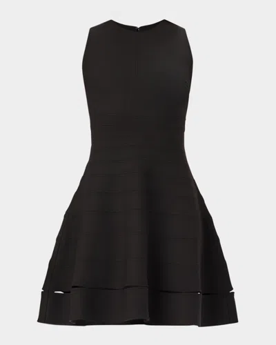 Herve Leger The Rosemary Seamed Fit-&-flare Mini Dress In Black