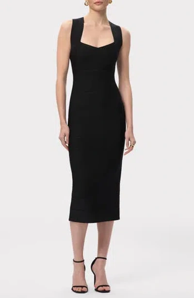 Herve Leger The Sandra Midi Bandage Dress In Black