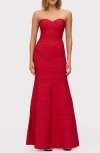 Herve Leger The Sara Strapless Mermaid Gown In Lipstick Red