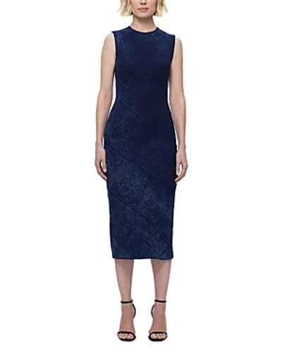 Herve Leger The Savannah Sleeveless Denim Bandage Midi Dress In Indigo Multi