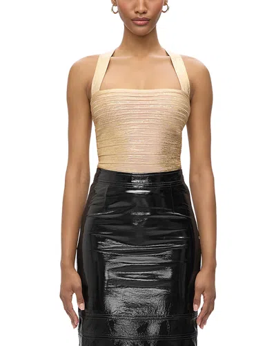 Herve Leger The Serena Top In Gold Foil