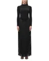 Herve Leger Sloane Long-sleeve Fringe Gown In Black