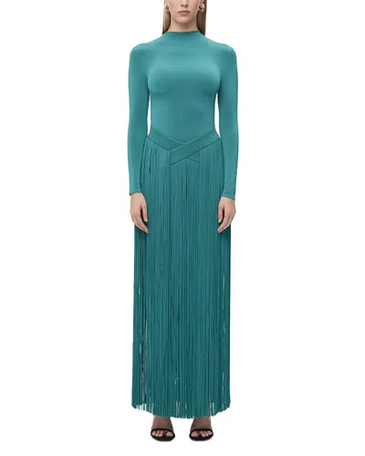 Herve Leger The Sloane Fringe Gown In Sarcelle