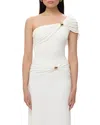 Herve Leger Sofia One-shoulder Drape Top In Alabaster