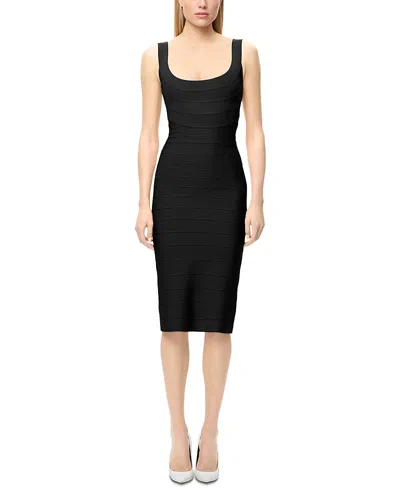 Herve Leger The Solara Scoop Neck Midi Dress In Yellow