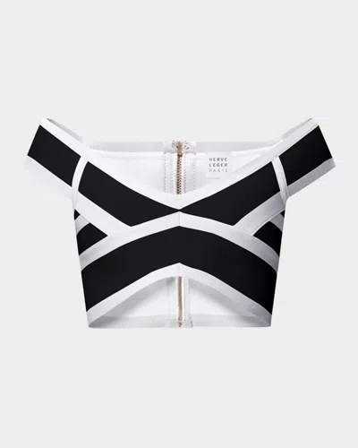Herve Leger The Spotlight Crop Top In Black