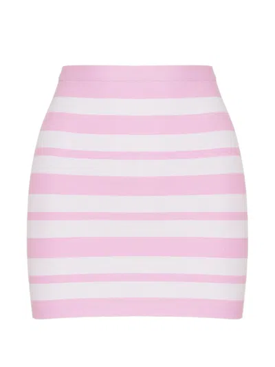 Herve Leger The Spotlight Striped Mini Skirt In Pink