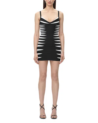 Herve Leger The Tara Color Blocked Bandage Dress In Black