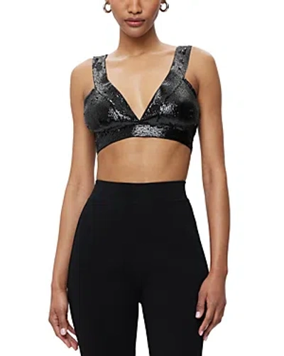 Herve Leger The Teri Sequined Bra Top In Black