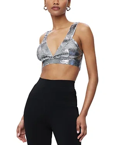Herve Leger The Teri Sequined Bra Top In Shale