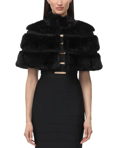 Herve Leger The Victoria Faux Fur Cape In Black