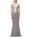 Herve Leger The Violet Bandage Bodice Gown In Steel Foil