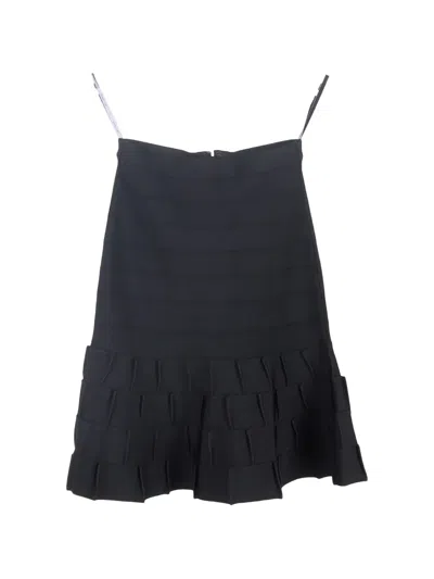 Pre-owned Herve Leger Tiered Skirt In Black