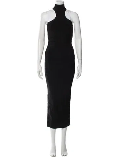 Pre-owned Herve Leger Turtleneck Long Dress In Black