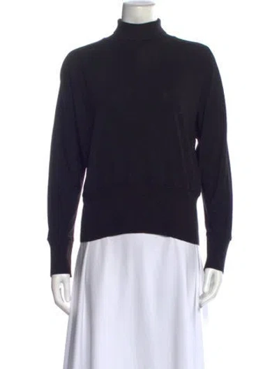 Pre-owned Herve Leger Turtleneck Long Sleeve Top In Black