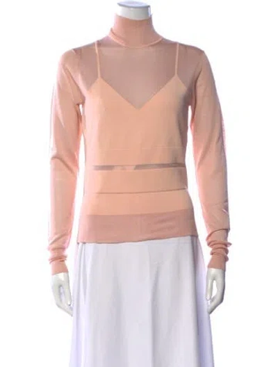 Pre-owned Herve Leger Turtleneck Long Sleeve Top W/ Tags In Pink