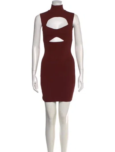 Pre-owned Herve Leger Turtleneck Mini Dress In Brown