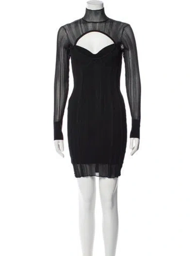 Pre-owned Herve Leger Turtleneck Mini Dress In Gray