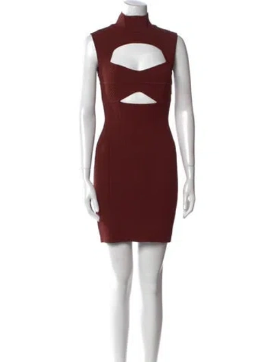 Pre-owned Herve Leger Turtleneck Mini Dress W/ Tags In Brown
