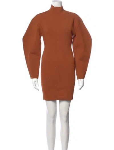 Pre-owned Herve Leger Turtleneck Mini Dress W/ Tags In Orange