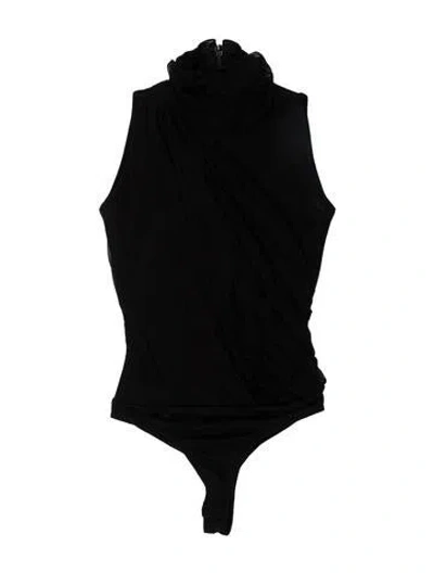 Pre-owned Herve Leger Turtleneck Sleeveless Bodysuit In Black