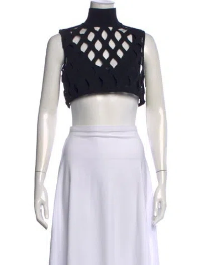 Pre-owned Herve Leger Turtleneck Sleeveless Crop Top In Brown