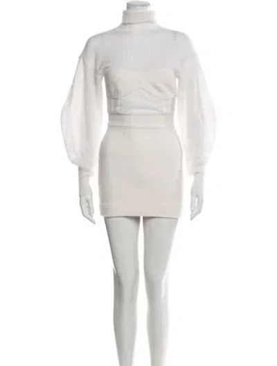 Pre-owned Herve Leger Turtleneck Sweater In White