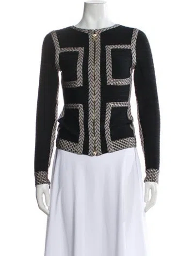 Pre-owned Herve Leger Tweed Pattern Evening Jacket In Black