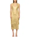 Herve Leger Foiled Bandage Fringe Midi Dress