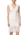 Herve Leger V Neck Fringed Dress In White