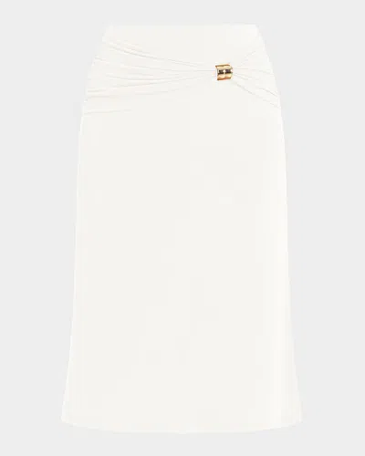 Herve Leger Valentina Drape Midi Skirt In Alabaster