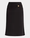 Herve Leger Valentina Drape Midi Skirt In Black