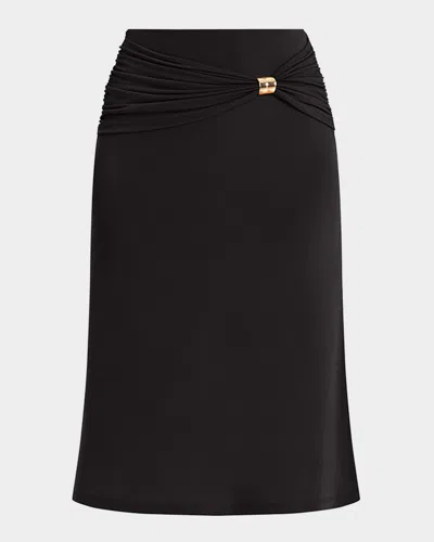 Herve Leger Valentina Drape Midi Skirt In Black
