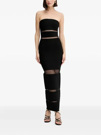 Herve Leger Vera Sheer-panel Maxi Dress In Black