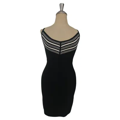 Pre-owned Herve Leger Vintage 1990s Herve Léger Black & White Striped Bandage Dress