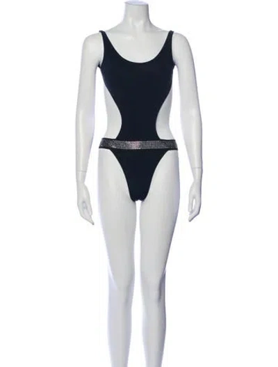 Pre-owned Herve Leger Vintage Crystal Embellishments One-piece In Blue